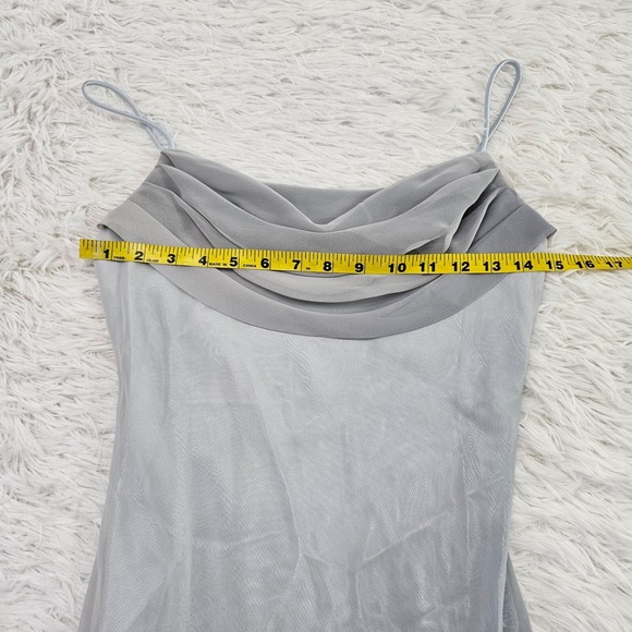 Kiki USA Sz S Blue Gray Ombre Whimsical Fairycore Romantic Cowlneck Maxi‎ Dress - Picture 5 of 9